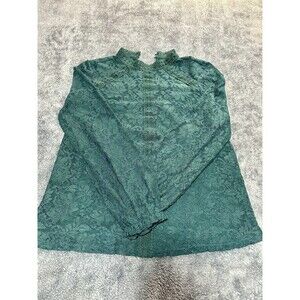 Cable & Gauge Emerald Green Lace Women's Mock Neck Blouse S/P